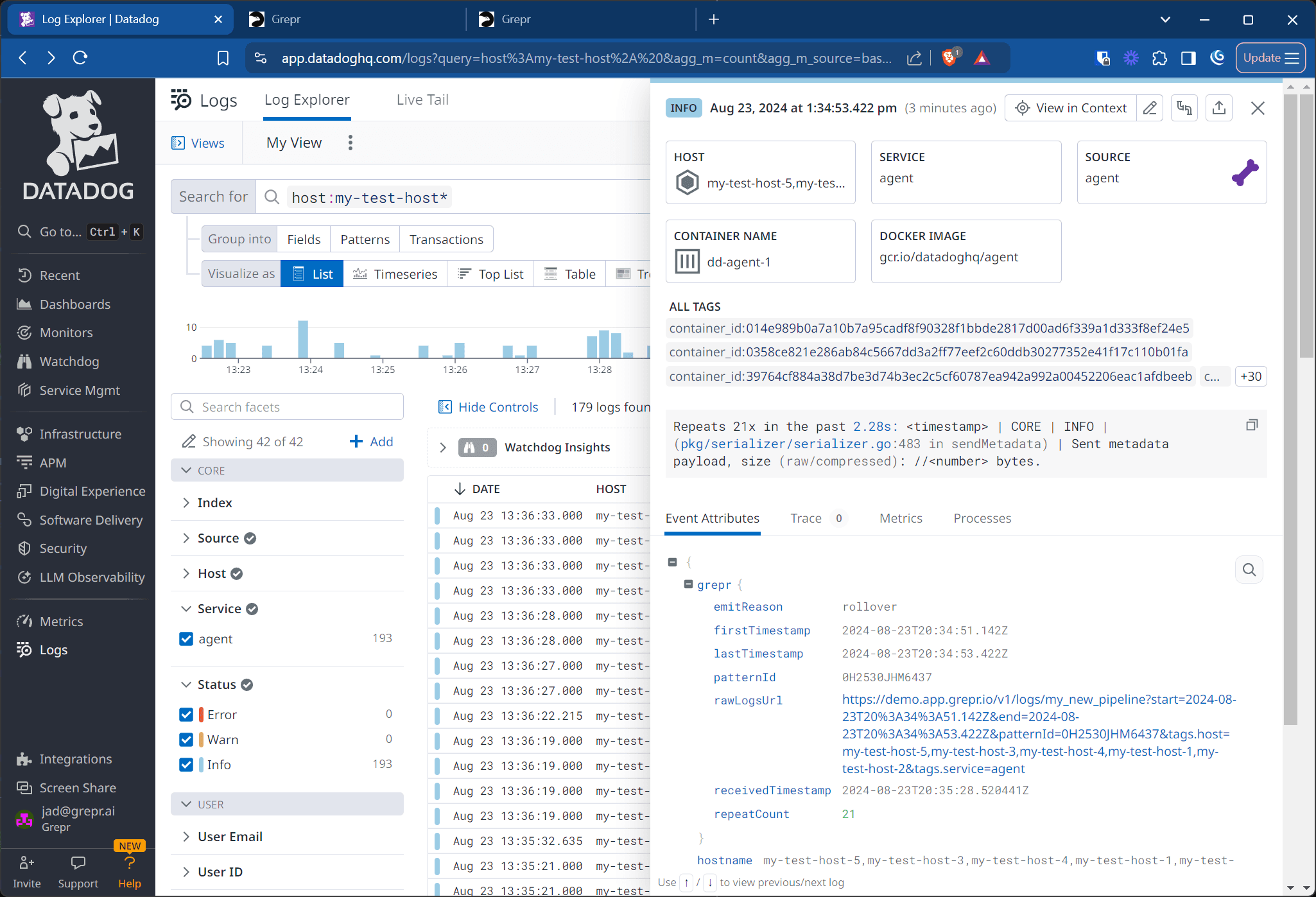 Datadog log details