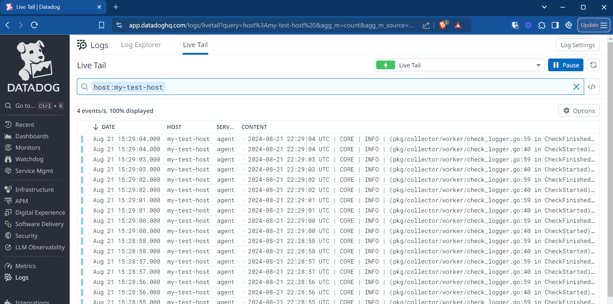 Datadog Live Tail