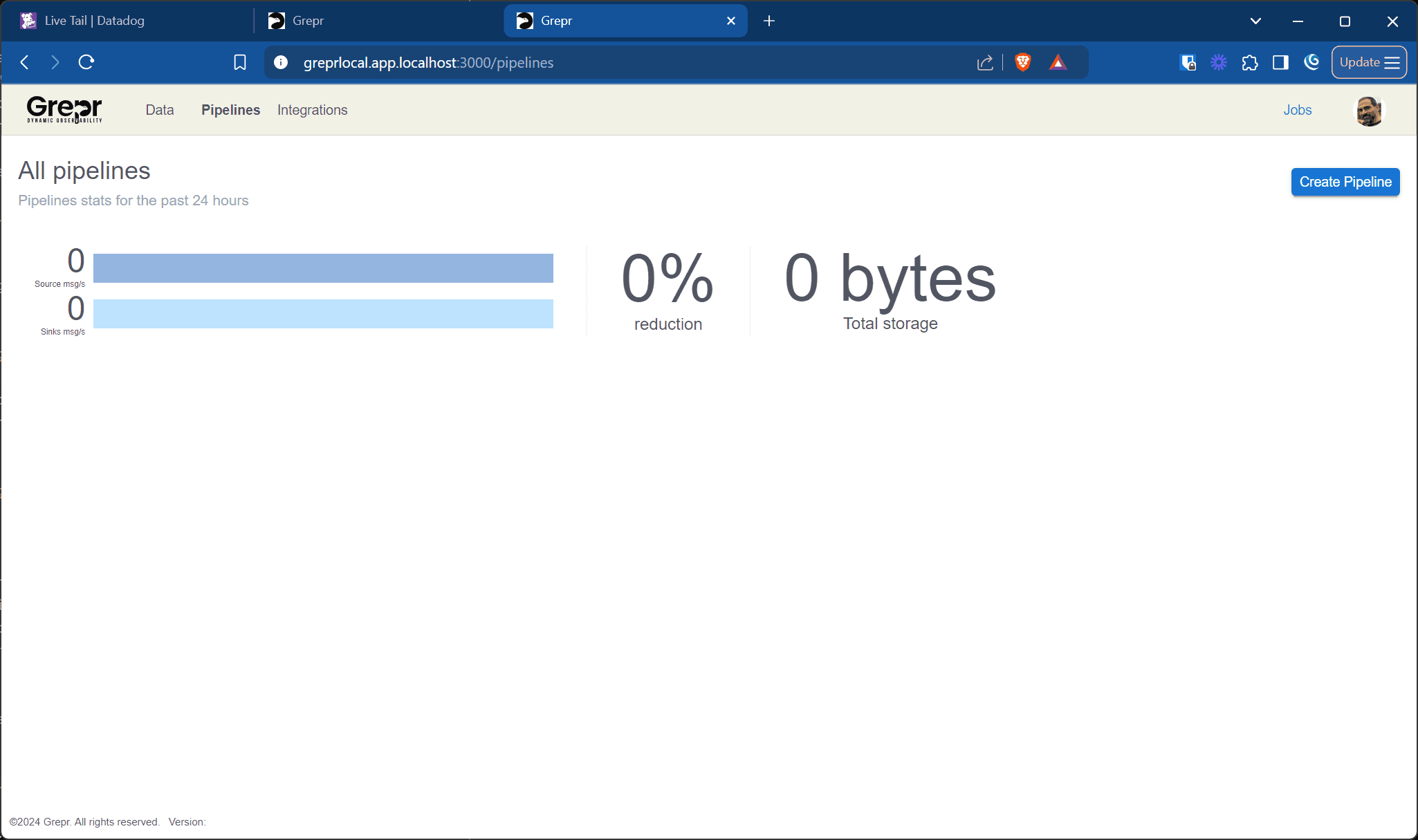 Pipelines page