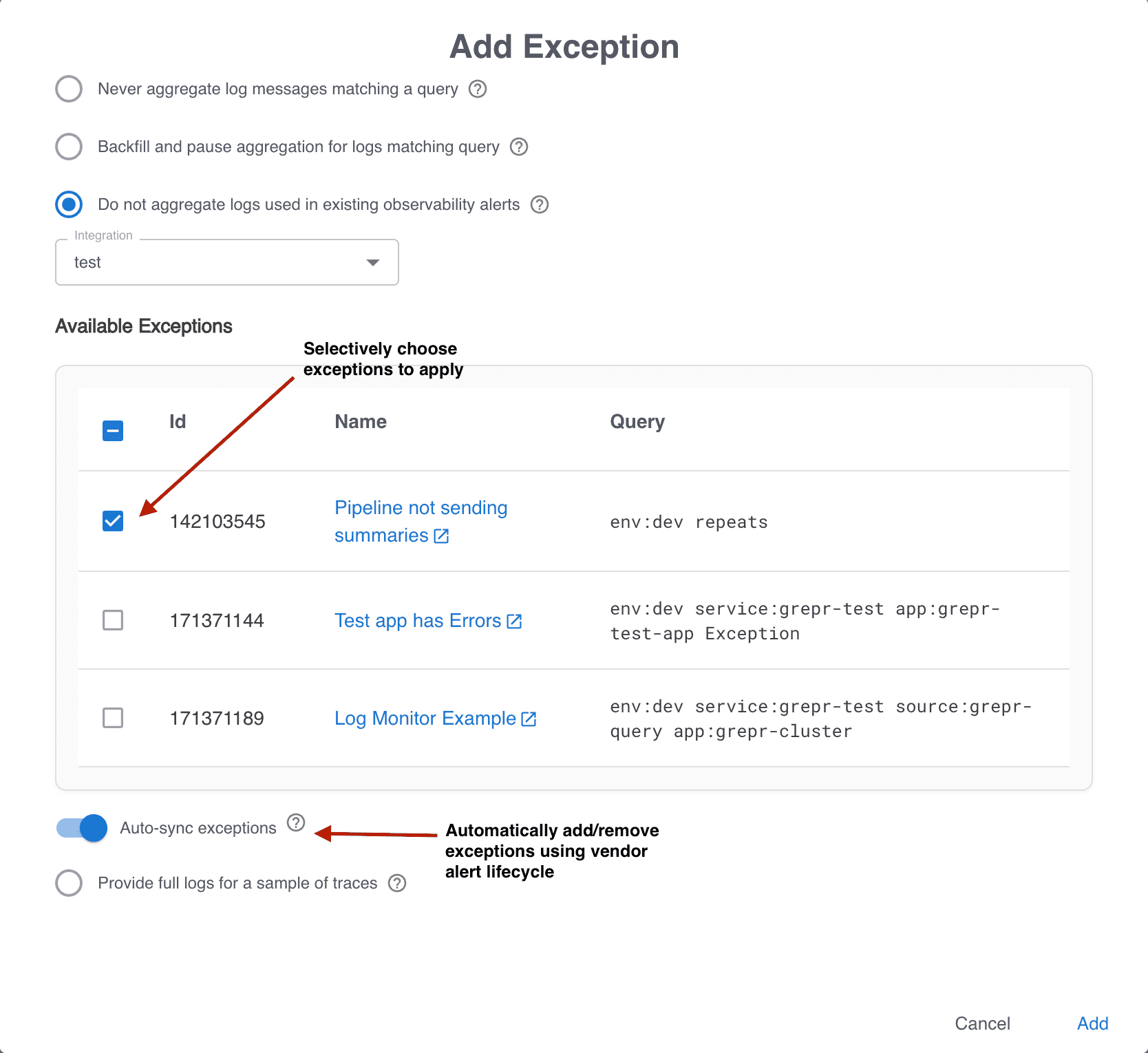Vendor Exceptions