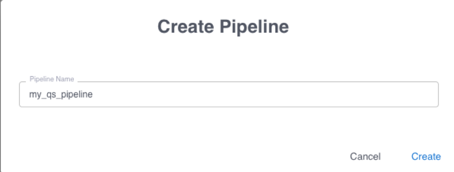 Name the new pipeline in the Create Pipeline dialog.