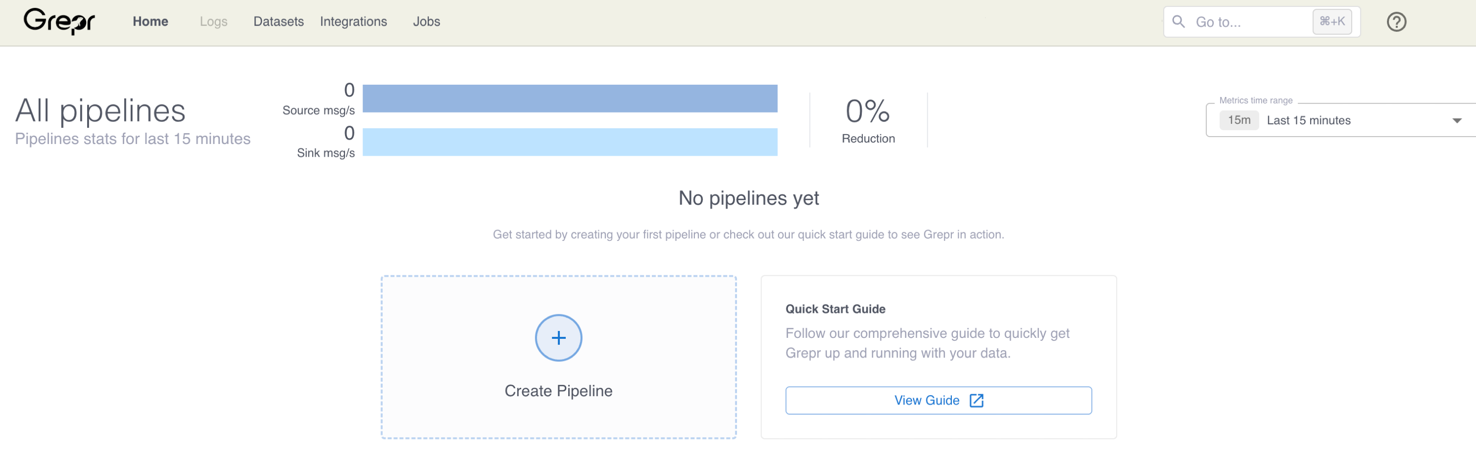Create a new pipeline in the Grepr UI.