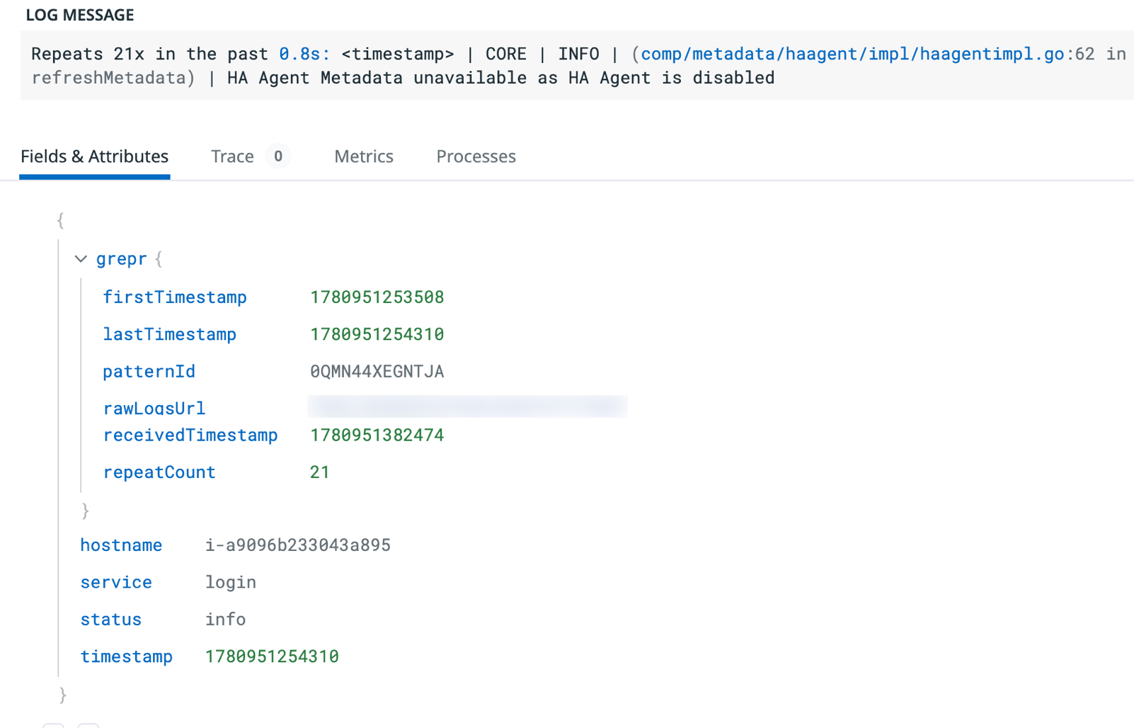 Example showing the metadata added to the summary message by the reducer.