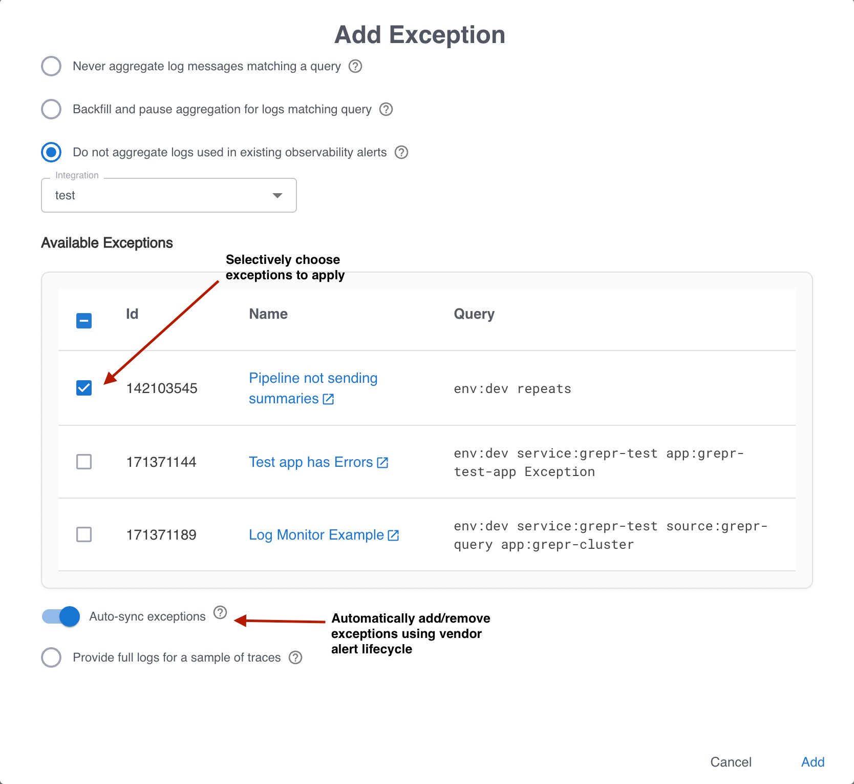 Vendor Exceptions